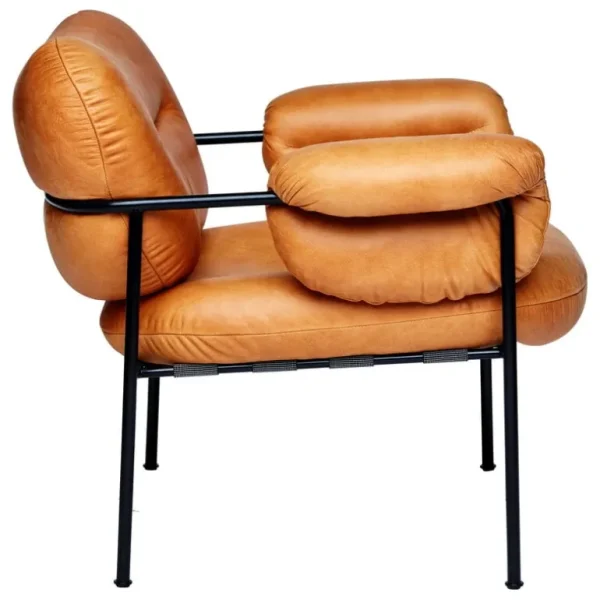 Fogia Bollo loungefåtölj, cognac läder - svart