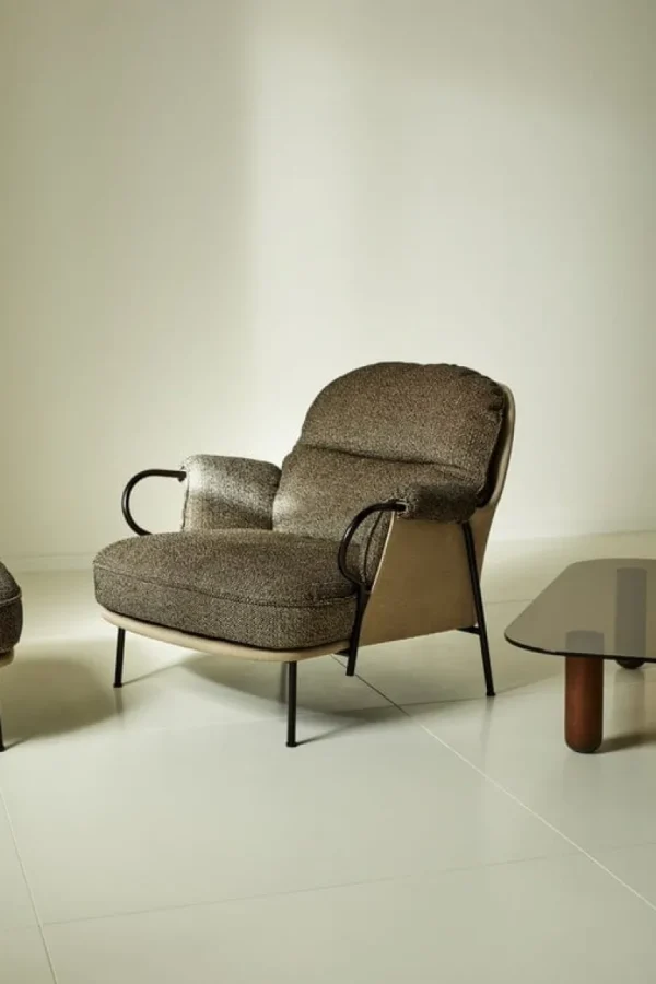 Fogia Lyra fåtölj, svart stål - brun Kvadrat Safire 0001