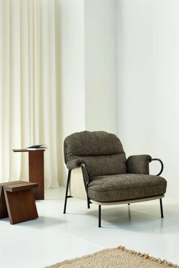 Fogia Lyra fåtölj, svart stål - brun Kvadrat Safire 0001