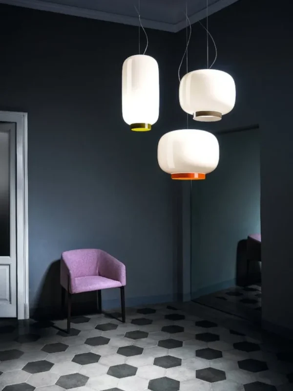 Foscarini Chouchin Reverse 3 pendellampa, vit - grå