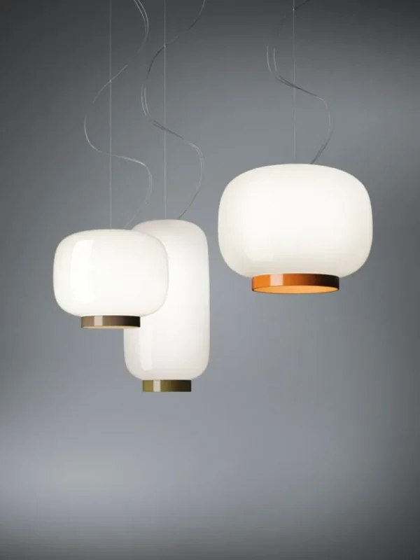 Foscarini Chouchin Reverse 3 pendellampa, vit - grå