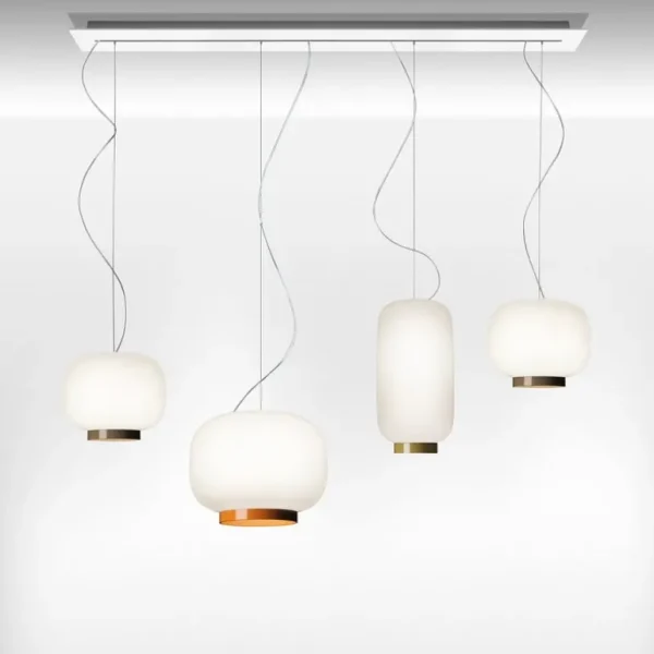 Foscarini Chouchin Reverse 3 pendellampa, vit - grå