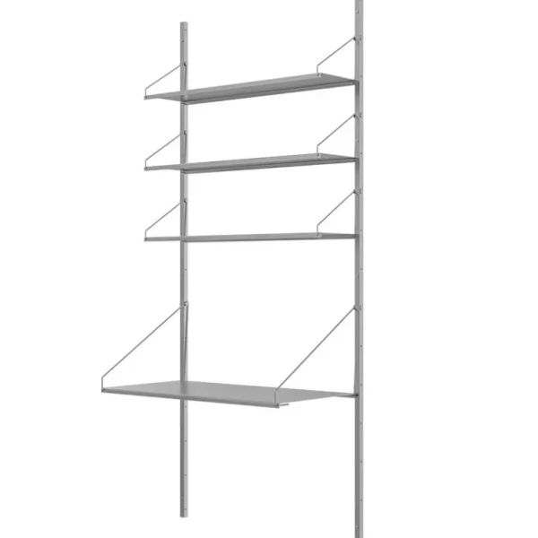 Frama Shelf Library H1852 vägghylla med skrivbord, rostfritt stål