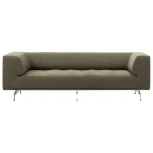 Fredericia Delphi 2-sits soffa, borstad aluminium - olivgrön Clay 14