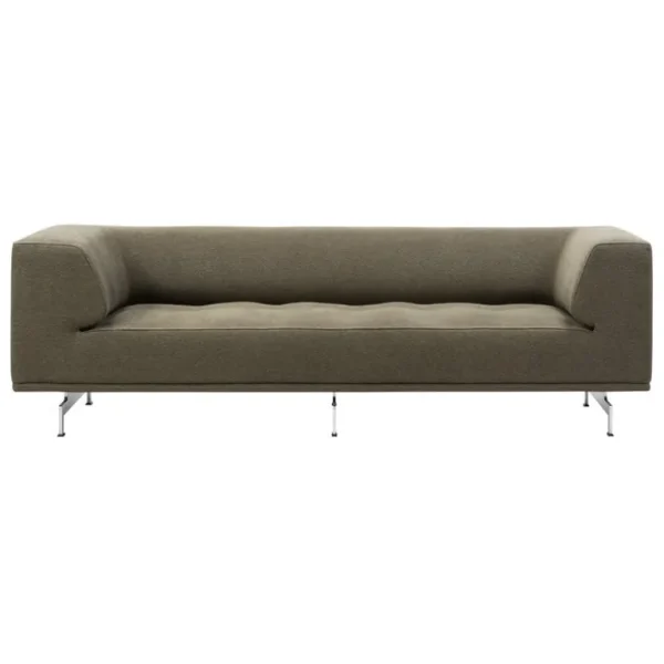 Fredericia Delphi 2-sits soffa, borstad aluminium - olivgrön Clay 14