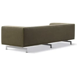 Fredericia Delphi 2-sits soffa, borstad aluminium - olivgrön Clay 14