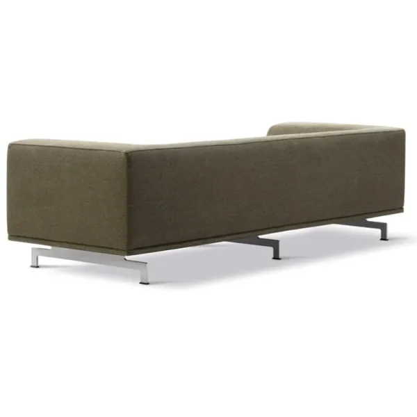 Fredericia Delphi 2-sits soffa, borstad aluminium - olivgrön Clay 14