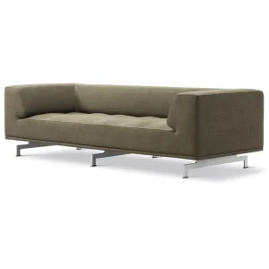 Fredericia Delphi 2-sits soffa, borstad aluminium - olivgrön Clay 14
