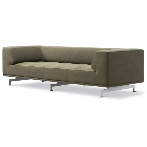 Fredericia Delphi 2-sits soffa, borstad aluminium - olivgrön Clay 14
