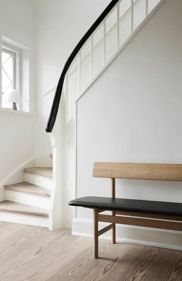 Fredericia Mogensen 3171 sittbänk, oljad ek - svart läder