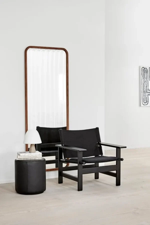 Fredericia Mono sittpuff 39 cm, svart läder
