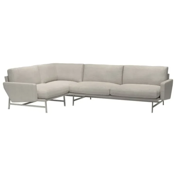 Fritz Hansen PL114 Lissoni hörnsoffa, vänster, matt polerat stål -Clay 0012
