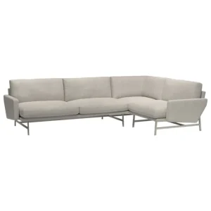 Fritz Hansen PL114 Lissoni hörnsoffa, höger, mattpolerat stål - Clay 0012