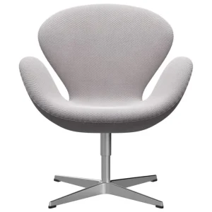 Fritz Hansen Swan 3320 fåtölj, borstad alum. - Serpentin grey - beige 0118