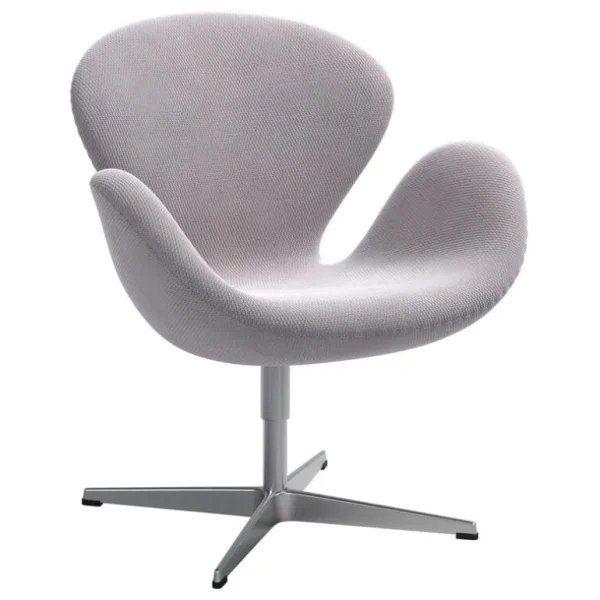 Fritz Hansen Swan 3320 fåtölj, borstad alum. - Serpentin grey - beige 0118