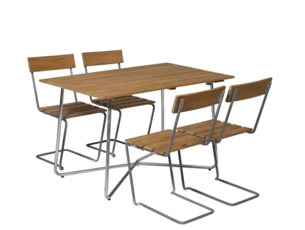 Grythyttan Stu00e5lmu00f6bler Grythyttan Stålmöbler Bord B25A, 120 x 70 cm, galvaniserat stål - teak