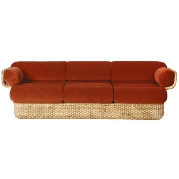 GUBI Basket soffa, 3-sits, rotting - Belsuede Special FR 133