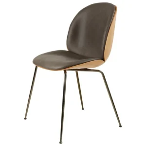 GUBI Beetle stol, svart krom - ek - Grey Soft Leather