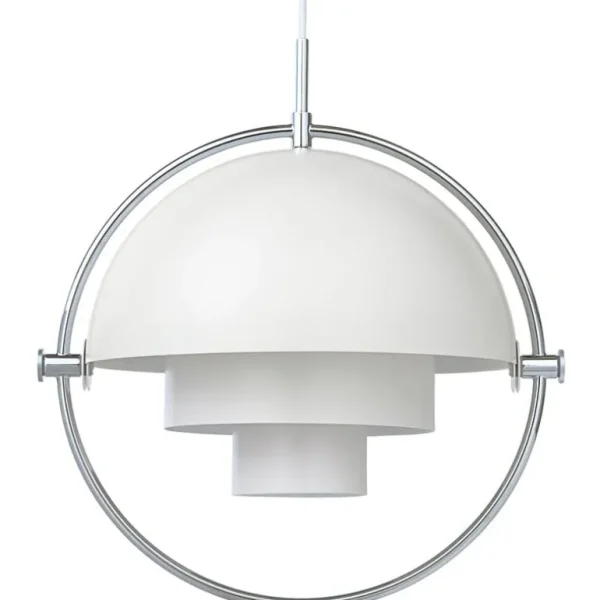 GUBI Multi-Lite pendellampa, krom - vit