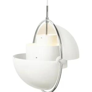 GUBI Multi-Lite pendellampa, krom - vit