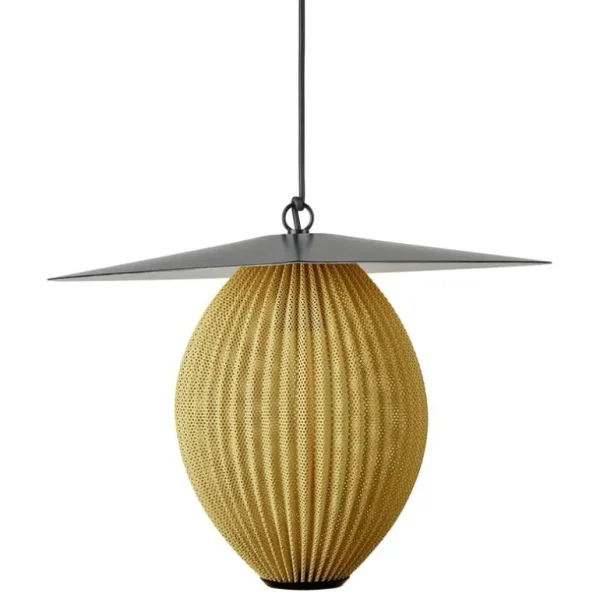 GUBI Satellite Outdoor pendellampa, 27 cm, svart - mustard gold