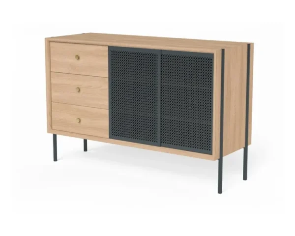 Hartô Gabin sideboard med lådor, hög, ek - skiffergrå