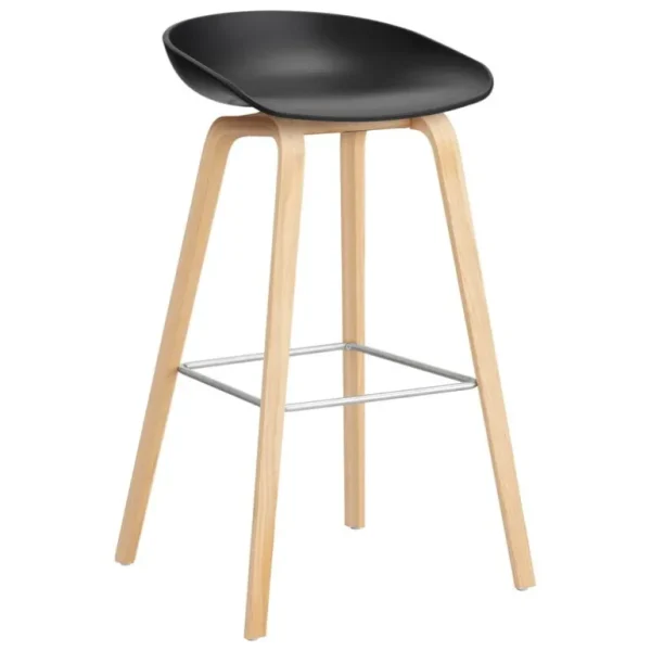 HAY About A Stool AAS32, 75 cm, svart 2.0 - såpad ek - stål