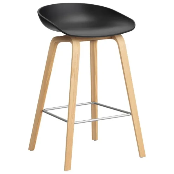 HAY About A Stool AAS32, 65 cm, svart 2.0 - lackerad ek - stål