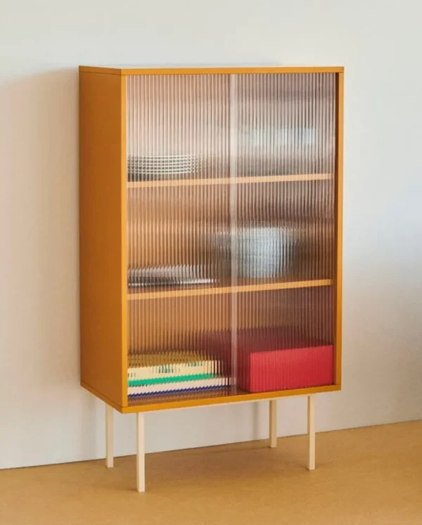 HAY Colour Cabinet med glasdörrar, hög, gul