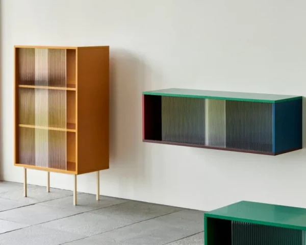 HAY Colour Cabinet med glasdörrar, hög, gul