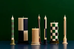 HAY Column ljus, M, off-white - grön - svart karo