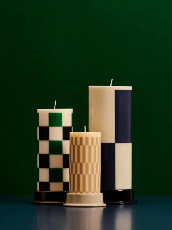 HAY Column ljus, M, off-white - grön - svart karo