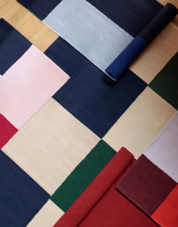 HAY Ethan Cook Flat Works matta, 170 x 240 cm, persikogrön rutig