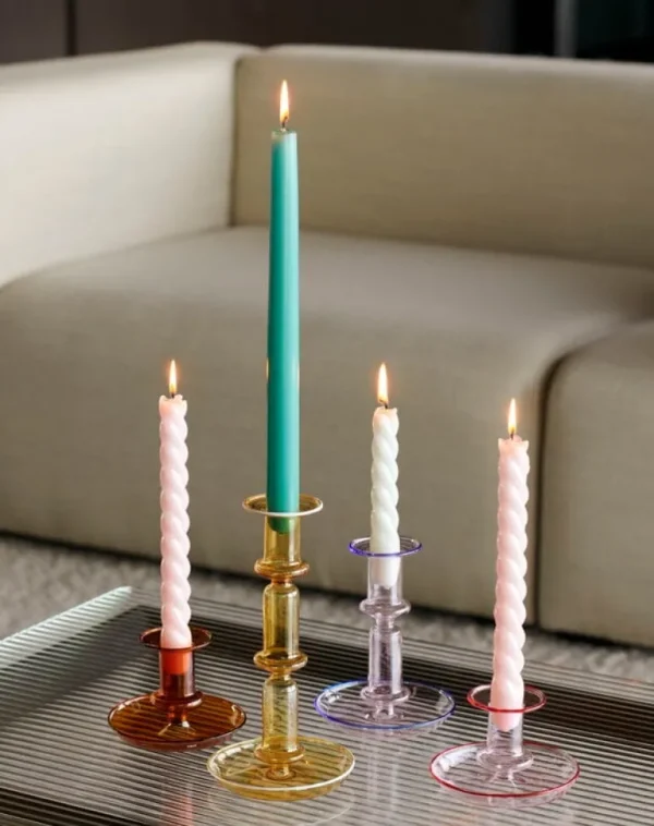 HAY Flare medium ljusstake, rosa med blå kant