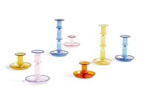 HAY Flare medium ljusstake, rosa med blå kant