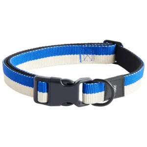 HAY Dogs halsband, platt, M–L, blå - naturvit