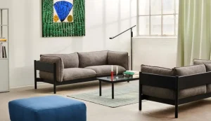 HAY Kofi bord 140 x 50 cm, svartlackerad ek - klarglas