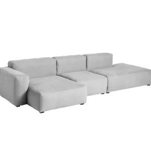 HAY Mags Soft schäslong 331 cm, lågt vänster armstöd, Linara 443 - ljusgrå