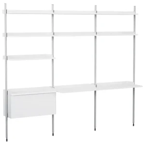 HAY Pier System 13 hylla, 3 kolumner, PS vit - aluminium