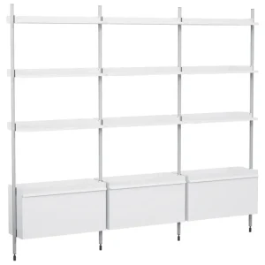 HAY Pier System 133 hylla, 3 kolumner, PS vit - aluminium