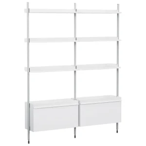 HAY Pier System 132 hylla, 2 kolumner, PS vit - aluminium