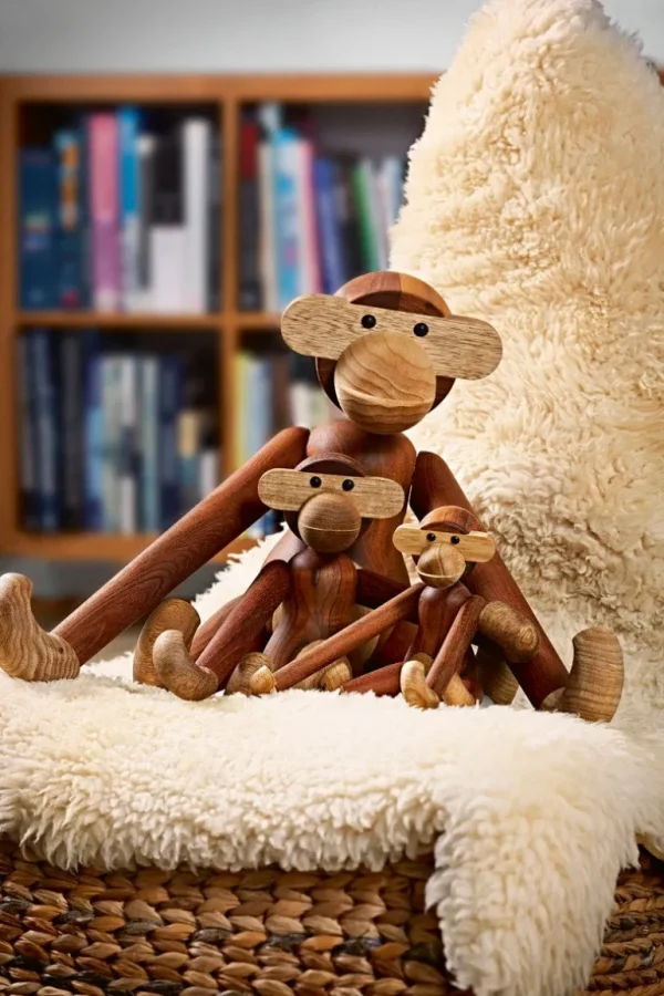 Barn Kay Bojesen Denmark Wooden Monkey, stor, teak