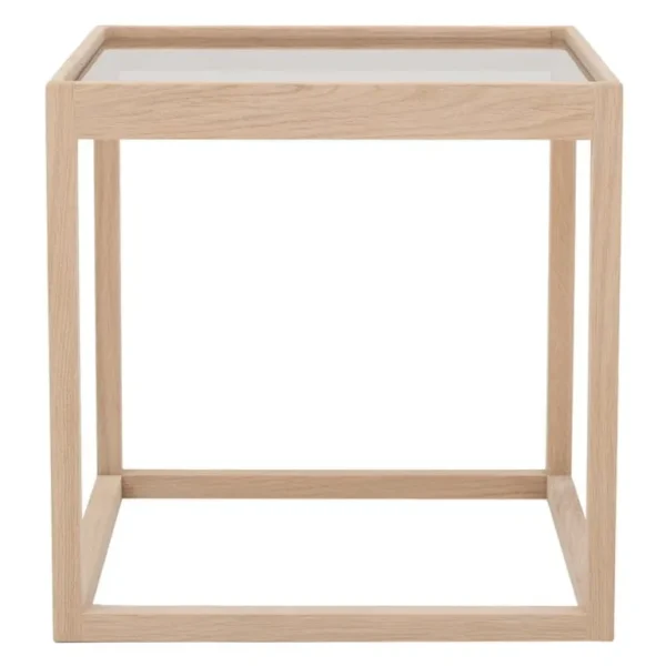 Klassik Studio Cube bord, såpad ek - rökfärgat glas