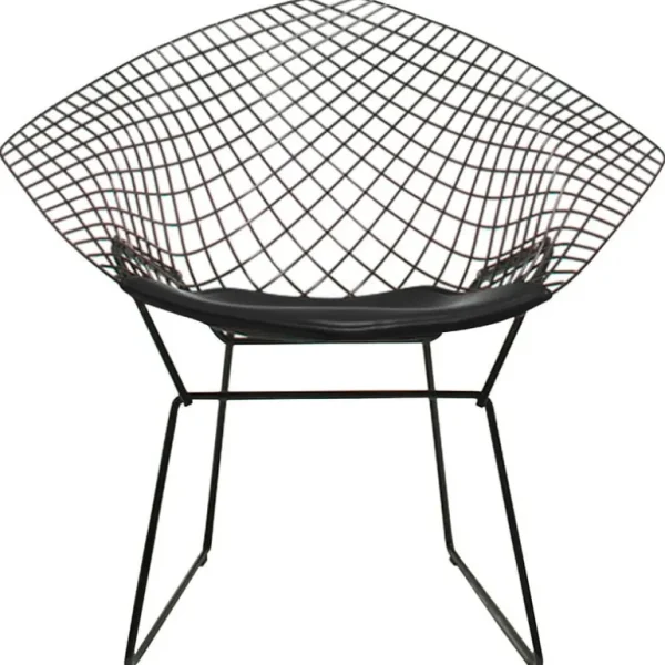 Knoll Bertoia Diamond stol, svart - svart kudde