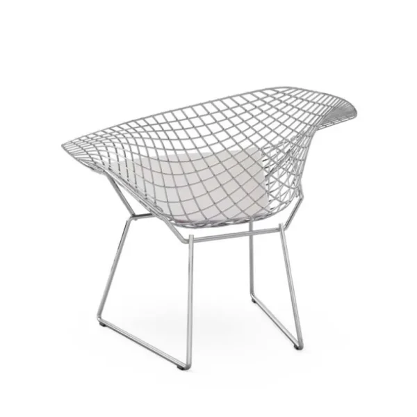 Knoll Bertoia Diamond stol, satinkrom - svart kudde