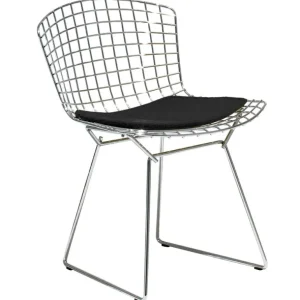 Knoll Bertoia stol, krom - svart kudde