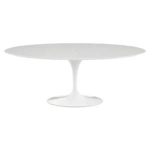 Knoll Tulip matbord 198 cm, oval, vit laminat