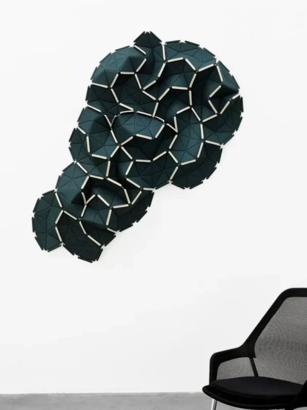 Kvadrat Clouds tygplattor, 8 st, deep teal - vit