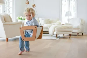 Barn Lillagunga Toddler gunga, ek - vit sits och vitt rep