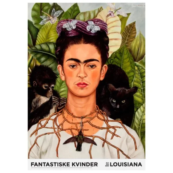 Louisiana Museum of Modern Art Frida Kahlo-Självporträtt med törnhalsband och kolibri, 1940, A1-poster